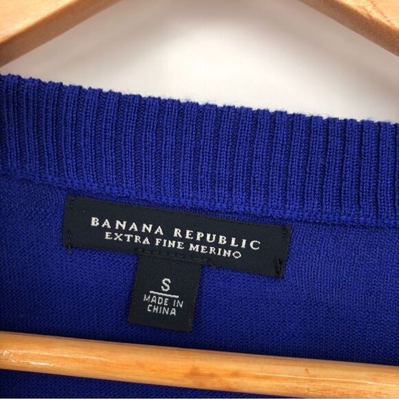 Banana Republic Merino Wool Sweater Womens Small Royal Blue Ruffle Wrap - Picture 4 of 7